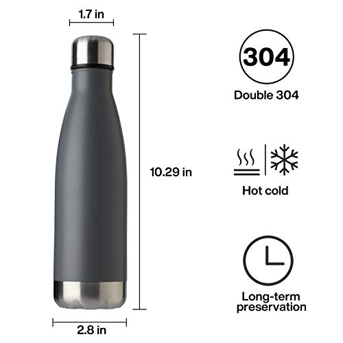 Meway 17Oz Sport Water Bottle 8 Pack Vacuum Insulated Stainless Steel Sport Water Bottle Leak-Proof Double Wall Cola Shape Water Bottle,Keep Drinks Hot & Cold (Cold Gray,8 Pack) #TOP6