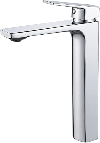 Miniatura 1 de Grifo de baño cromado alto de una sola manija, grifo de lavabo para lavabo, grifo mezclador de lavabo, latón macizo 1.2 GPM