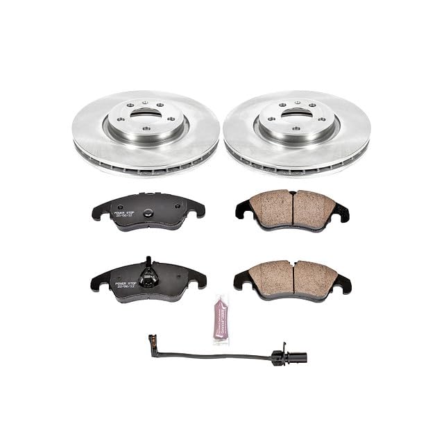 Image of PowerStop Front Brake Kit for Audi A4 2012-16 |A4 Quattro 2012-16 |A5 2012-14 |A5 Quattro 2012-17 |A6 2012-13 |Audi A6 Quattro 2013 - Z17 Ceramic Brake Pads & Disc Rotors Replacement, KOE6133