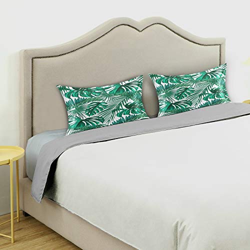 Satin Pillowcase For Hair And Skin, Standard Size Tropical Palm Leaves Pattern Decorative Pillow Sham With Envelope Closure Pillow Cover For Bedroom Hotel #TOP4