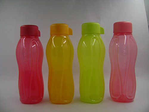 Image of Tupperware Aquasafe Plastic Bottle Set, 310ml, Set of 4, Assorted
