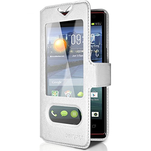 Seluxion - Housse Coque Etui S-View Universel M Couleur Blanc pour Acer Liquid E3