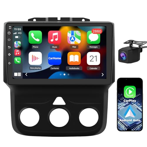 Votheon Radio Upgrade for Dodge RAM 1500 2500 3500 2013 2014 2015 2016 2017 2018,Android 13 2GB+64GB for Ram Pickup with CarPlay Android Auto WiFi,SWC,FM,AM,Backup Camera(Only fit Manual AC)