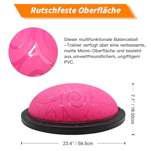 Image of ATIVAFIT Balance Ball Trainer - Half Exercise Ball with Inflation Pump & Resistance Bands - Anti-Burst PVC Stability Trainer for Home Gym, Yoga, Core Training - 660 lbs Capacity