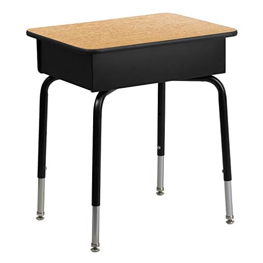 Flash Furniture Billie Open Front Student Desk for Classrooms or Remote Learning, Height Adjustable School Desk with Metal Book Box, Natural/Black