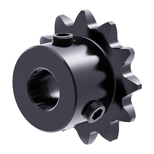 Image of 11 Tooth Roller Chain Sprocket B Type Hardened Teeth, 25 Chain Sigle Strand 1 /4-Inch Pitch, 6mm Bore Black Oxide C45 Carbon Steel with Fasten Screws for 04C Chain