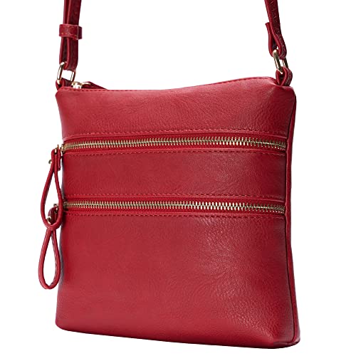 Solene Small Multi Zipper Pocket Crossbody Bag with Adjustable Strap, Lightweight Travel Purse, Daily Small Messenger Pouch2