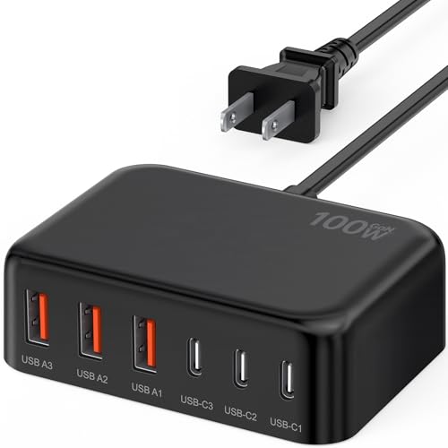 USB-C 100W GaN Charger Hub with 6 Ports