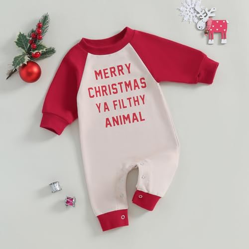 Baby Boys Girls Christmas Jumpsuits Long Sleeve Letters Print Rompers Bodysuit Newborn Fall Winter Outfit3