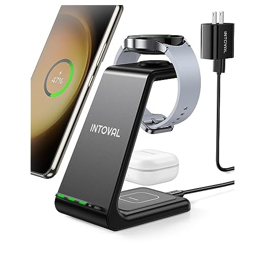Intoval Wireless Charger, Wireless Charging Station for Samsung Galaxy Phone/Watch/Buds, Fit for S20/S10/S9/S8/Note 20/Note 10/Note 9, Watch 3/Active 2,1/Gear S3/Sport/Fit, Galaxy Buds(+,Live)