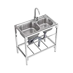 Fregadero Sobrepuesto FengFang Fregadero De Cocina Fregadero De Acero Inoxidable De Doble Canal