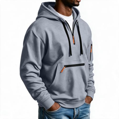 Big and Tall Hoodies for Men Quarter Zip Pullover Hooded Sweatshirt - image 5