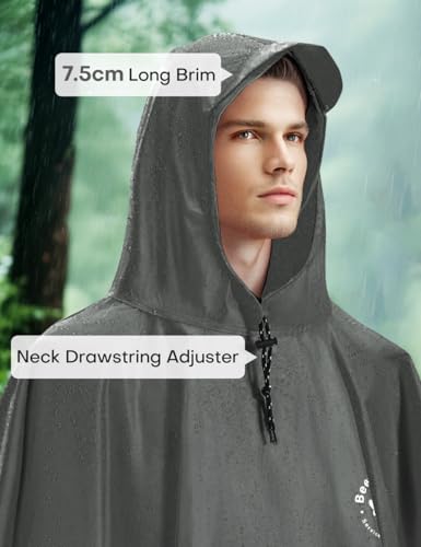 Beesgarden Leichter Wasserdichter Regenponcho mit TPU-Beschichtung, 8000mm Wasserdichte Bewertung, Damen Herren Tragbares Atmungsaktiver Wiederverwendbar Regenjacken für Wandern Angeln Fahrrad Camping