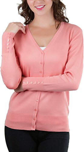 Image of ToBeInStyle Women's Long Sleeve Button Down V-Neck Cardigan
