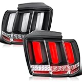 Spec-D Tuning Black Sequential LED Bar Tail Lights Compatible with 1999-2004 Ford Mustang, Left + Right Pair Assembly