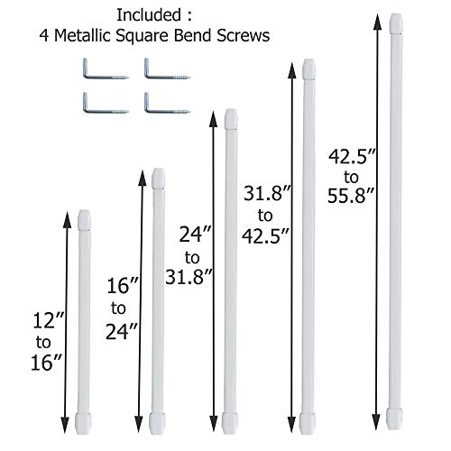 Evideco White Adjustable Flat Sash Rod 24" To 31.8" Set Of 2", 01 Blanc #TOP1