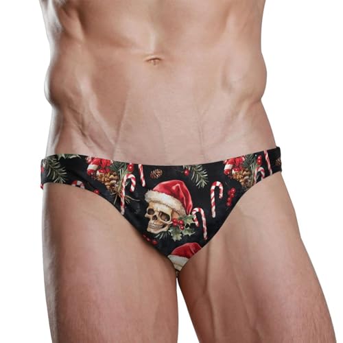 Men's Skulls Christmas Santa Hats Swim Briefs Bikini Swimsuit S 202c01532