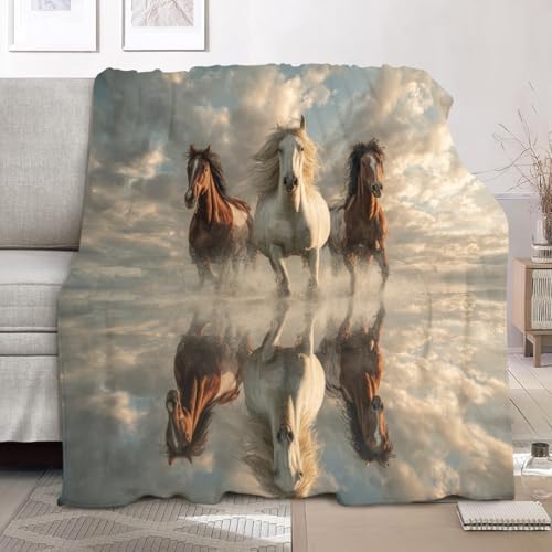 Couverture sherpa design illusion visuelle cheval en flanelle premium