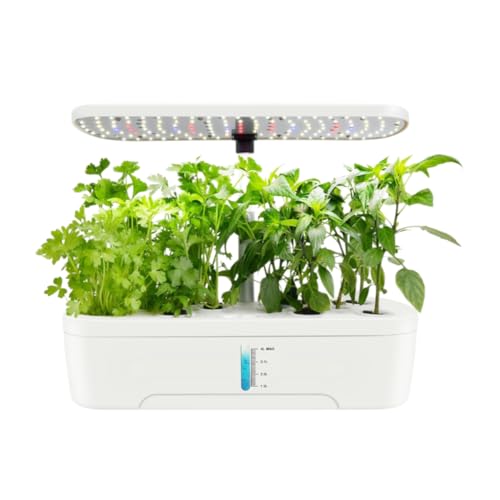 GarveeHome Smart Hydroponics Growing System 12-Pod Indoor Herb Garden Kit with 20W Full Spectrum LED Grow Light Automatic Timer Home Kitchen Office School Starter Set White