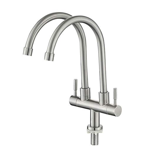 Innovation Lxy Küche Waschbecken Rührgerät Wasserhahn 2 Loch Einzelne Kälte Rostfreier Stahl 2 Griffe 2 Tube Zapfhahn Passend Cover