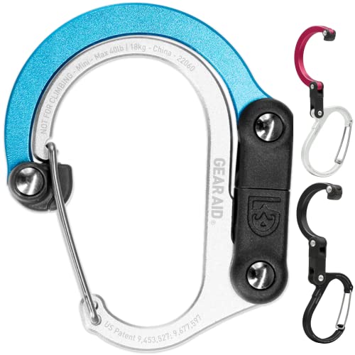 GEAR-AID-HEROCLIP-Carabiner-Clip-and-Hook-Mini-for-Travel-Luggage-Purse-and-Small-Bags-Blue-Steel