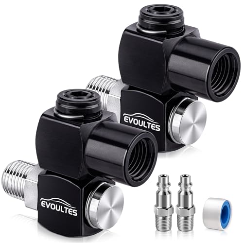 2 Pack 1/4 NPT 360 Degree Swivel Air Hose Fitting with Quick Connect