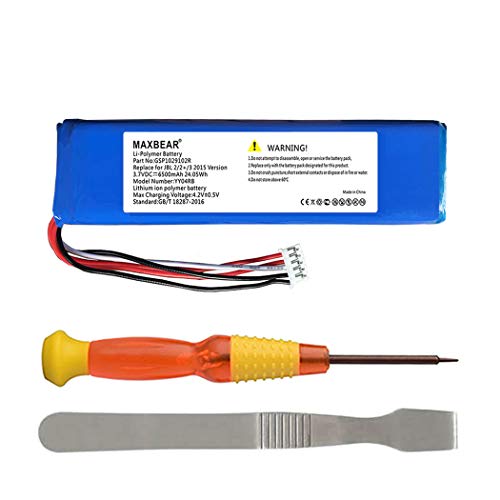 MAXBEAR (Upgraded) 6500mAh Battery Replacement Compatible for JBL Charge 2 Charge 2 Plus Charge 2+ Charge 3 2015 Charge 3 2015 Version PN JBL GSP1029102R P763098 with Repair Tool Kit