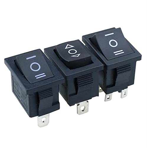 Interrupteur à Bascule KCD1 Noir 3 Broches Auto-Réarmable AC 250V 6A