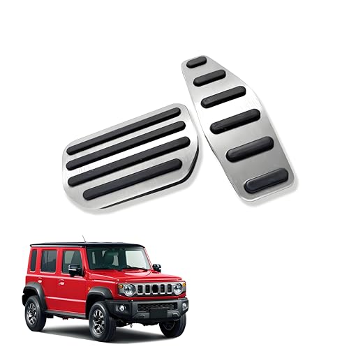 FOR新型 ジムニーノマド JC74 5ドア(2025年4月?)専用 滑り止め 傷防止汚れ防止の内部スロットルカバー 特殊アルミペダルカバー 取り付け簡単 ブレーキ 穴あけ不要 交換部品2点 ジムニーノマド アクセサリー (銀)