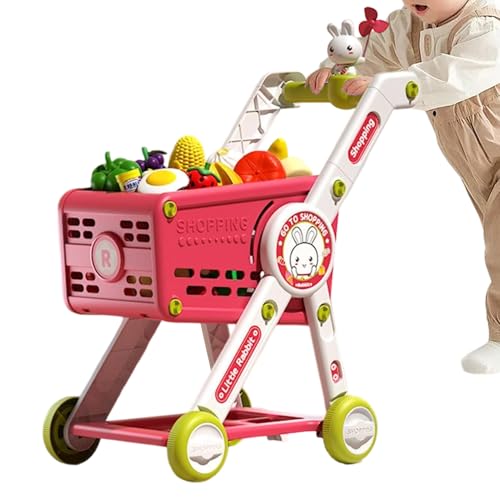 Carrito de Compras para niños 1-3: Juego de Tienda de Juegos de rol, Carrito con Ruedas, Accesorios para canastas de Alimentos, Marco de Resistente, fácil Montaje | Solución educativa de prác