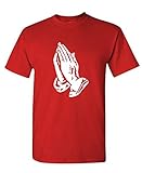 Prayer Hands Jesus Christ Christian god - Mens Cotton T-Shirt, L, Red