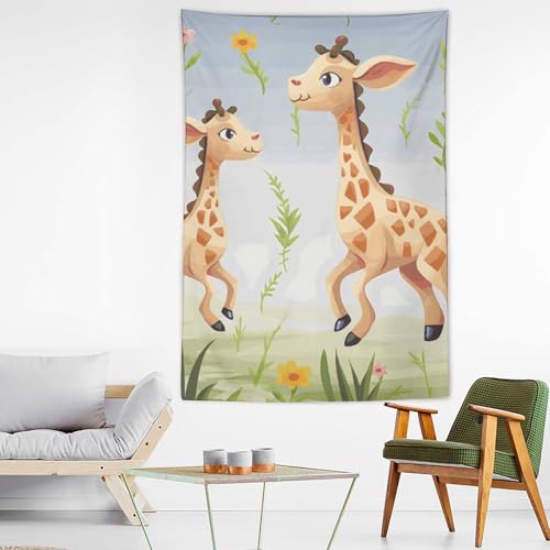 Tapisserie murale girafe mignonne pour déco esthétique chambre ado