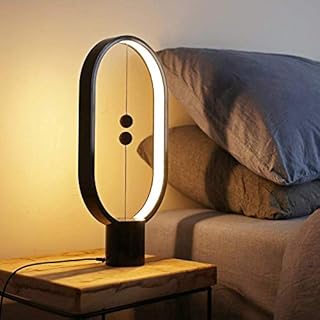 ALLOCACOC Heng Balance lamp - Ellipse Magnetic mid-air Switch USB Powered LED lamp, Warm Eye-Care LED Lamp, Night Lamp, Table Lamp, Decoration for Bedroom, Living Room, Dining Room and Office (Black)