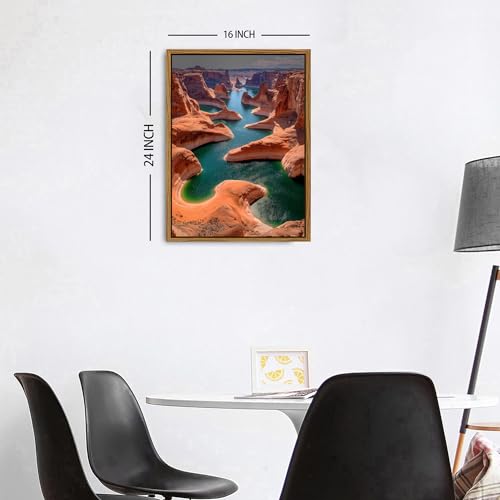 Image of Glen Canyon Wall Art Colorado River Landscape Wall Decor Arizona National Park Wall Art Southwestern Desert Scenery Canvas Prints Red Rock Mountain Picture for Bedroom Bathroom Home Decoration 16x24 inch