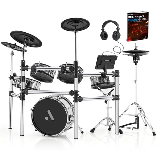 AKLOT Acoustic-Style Electric Drum Set: Independent 16’’ Wooden Bass Drum and 12’’ Snare, Triple-Zone Ride Cymbal, Standalone Hi-Hat, Full Mesh Pads, 460 Sounds, USB MIDI, Throne, Sticks (B-CORE543)