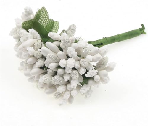 Image of SATYAM KRAFT 24 Bunch Decorative Artificial Pollen Flower Perfect for Tiara, Wedding Jewelry & DIY Making Flowers for Bouquet, Hamper, Trousseau Decoration Items(24 Bunch of 288 Pollen Each)