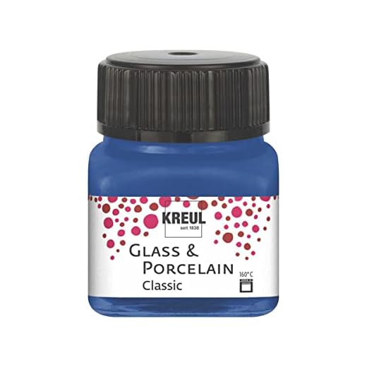 KREUL 16218-Vidrio Azul clásico, en Bote, Pintura Brillante al Agua para Vidrio y Porcelana, de Secado rápido, Opaca, Color Cobalt Blue, 20 ml (16218)