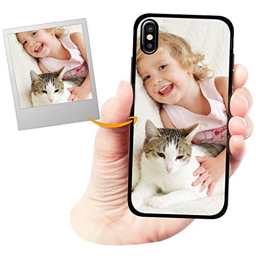 Coverpersonalizzate.it Coque Personnalisée Noire Biologique à Faible Impact Environnemental pour Apple iPhone X - Coque Semi-Rigide de Couleur Noire - Impression de Haute Qualité Cover