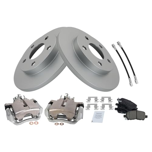 Image of TRQ Rear Brake Pad and Rotor Set Ceramic G Coated Rotors Calipers Compatible with 2004 Pontiac Grand Prix