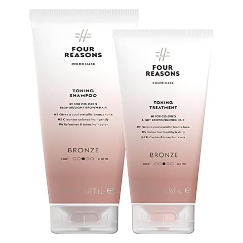 FOUR REASONS Color Mask Bronze Toning Shampoo 8.5 fl oz & Toning Treatment 6.8 fl oz – Bundle - VEGAN, Cruelty-Free Cover