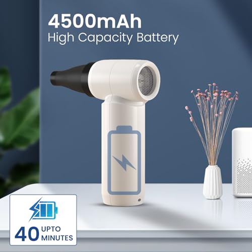 Image of Portronics Tez, Mini Handheld High Speed Air Blower, Stepless Regulation, Rechargeable Type-C, for Cleaning Computers, Cars, Backyard and Home Appliances, Cordless & Compact, Up to 80000 RPM