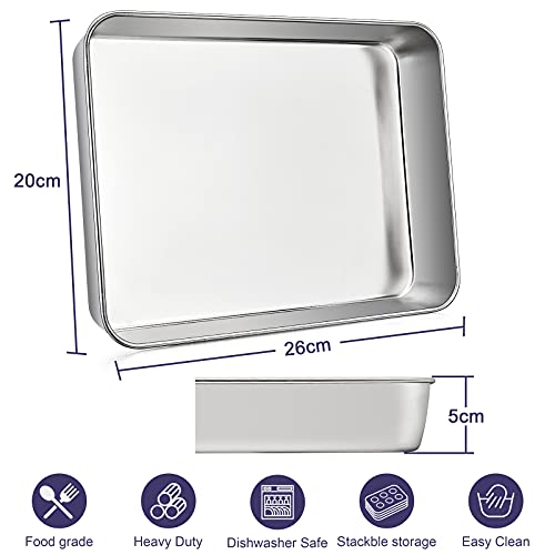 Joyfair Baking Tray Set of 2, Stainless Steel Baking Sheet Pans, Deep Cake Tins/Rectangle Bakeware for Cake/Brownie/Lasagna/Casserole, 26x20x5cm, Heavy Duty, Matte Finish& Dishwasher Safe - Image 3