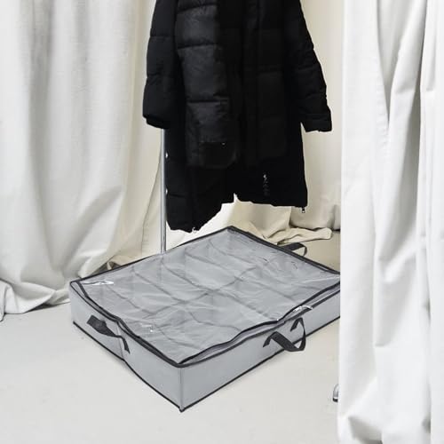 Caja de almacenaje para zapatos transparente con 12 compartimentos para bajo cama 7