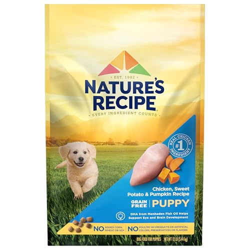 Nature's Recipe Grain Free Puppy Dry Dog Food, Chicken, Sweet Potato & Pumpkin Recipe, 12 lb. Bag