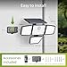 Philips Solar Security Light Outdoor, 196 LED Wall-Mounted Flood Light w/PIR Motion Sensor, 3 Modes, 4 Adjustable Heads Solar-Powered Floodlights with Remote Control, IP65 Waterproof 2PK