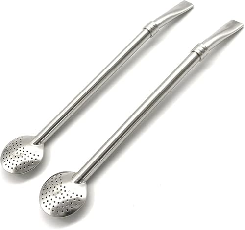Juego de bombillas mate de acero inoxidable  2 filtros de pajitas de té Yerba mate  Diseño ergonómico  Línea económica  7.75 pulgadas, 7.7 in de