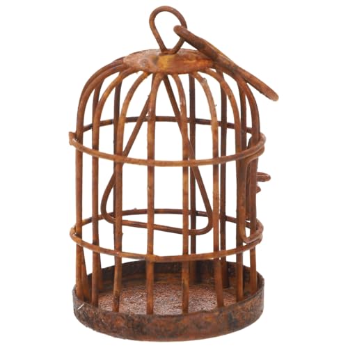 Toyvian Cage À Oiseaux Miniature en Fer Vintage Décorative pour Maison De Poupée Jardin Bonsaï Accessoire Compact Et Léger 1.57X1.18X1.18In