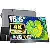 VisionOwl Monitor portátil de 15.6 pulgadas 4K UHD 145% sRGB segunda pantalla, USB-C HDMI HDR FreeSync Monitor de viaje para laptop, MacBook, PC, PS5, Xbox, montaje VESA, con altavoces, soporte