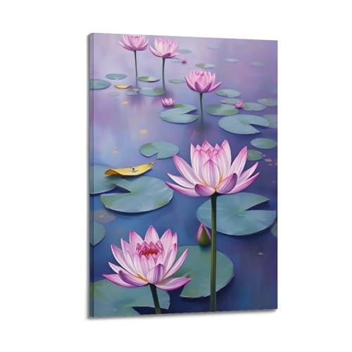 Poster toile de lotus 50x75cm grand format pour décoration murale de chambre moderne