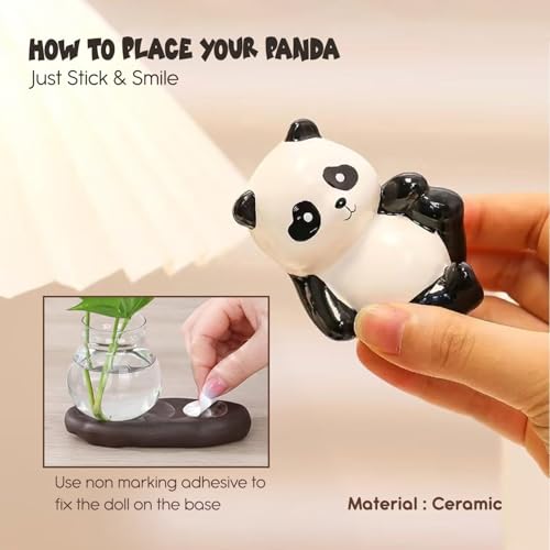 Image of Ekhasa Nostrae Panda with Money Plant Planter Show Pieces for Home Decor | Cute Showpieces Gift Item for Decoration | Center Table Tv Showcase Shelf Office Interior Statue Figurines